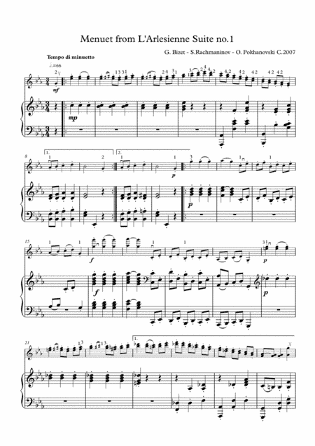 Bizet-Rachmaninov-Pokhanovski Menuet from L'Arlesienne Suite no.1 arranged for violin and piano (arr. Sergei Rachmaninov, Oleg Pokhanovski)