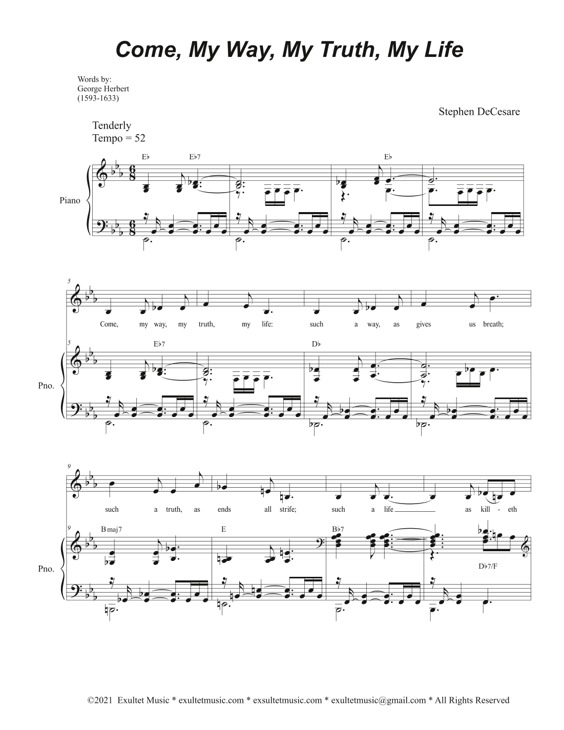 Come, My Way, My Truth, My Life (The Call) (Unison choir - Medium Key)