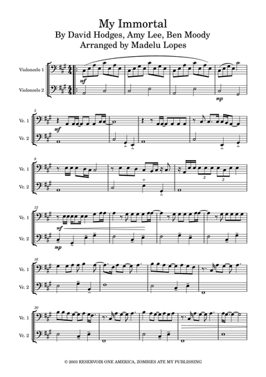 My Immortal (arr. Madelu Lopes)