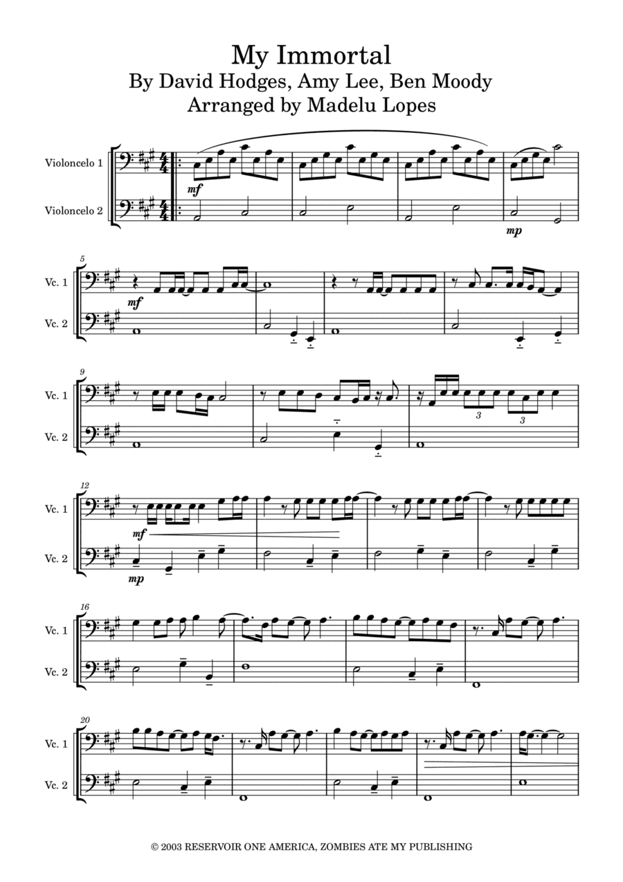 My Immortal (arr. Madelu Lopes)