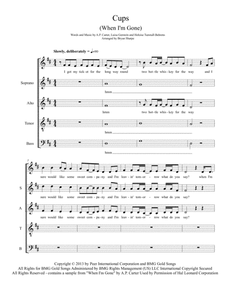 Cups (When I'm Gone) (arr. Bryan Sharpe)