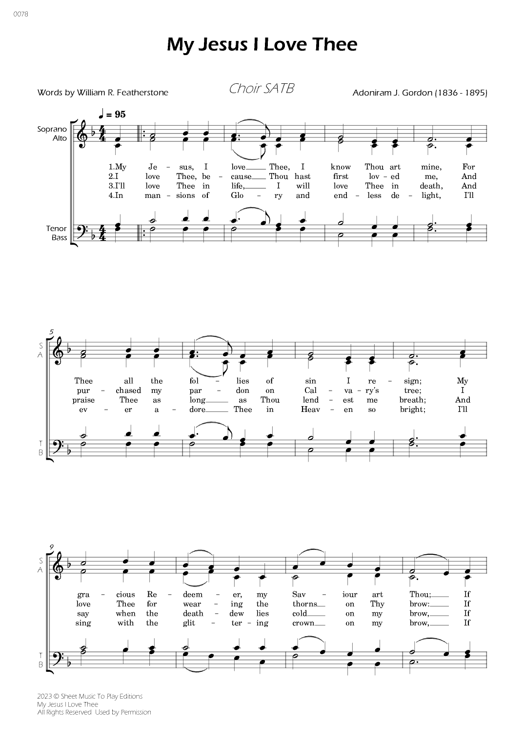 My Jesus I Love Thee - SATB Choir (arr. César Madeira)