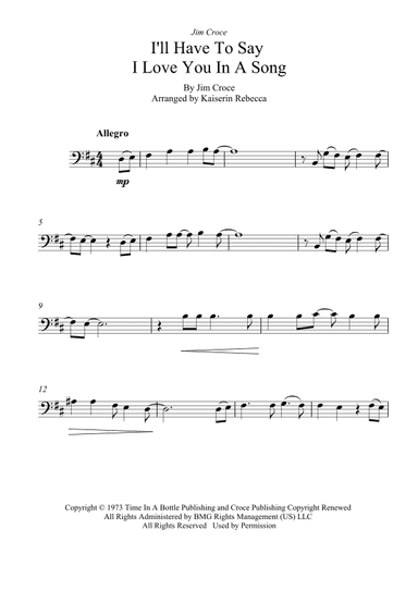 I'll Have To Say I Love You In A Song (arr. Kaiserin Rebecca)