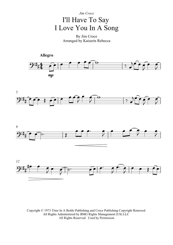I'll Have To Say I Love You In A Song (arr. Kaiserin Rebecca)