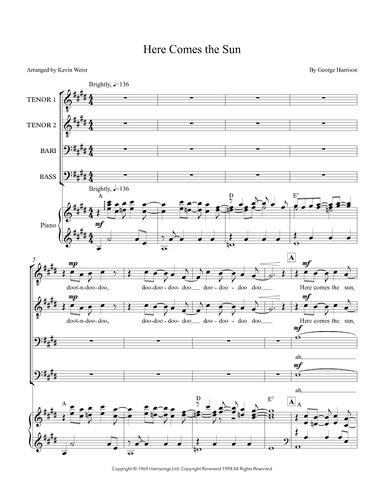 Here Comes The Sun (arr. Kevin Weist)