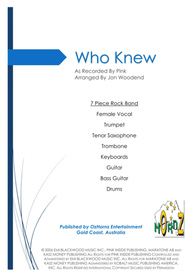 Who Knew (arr. Jon Woodend)