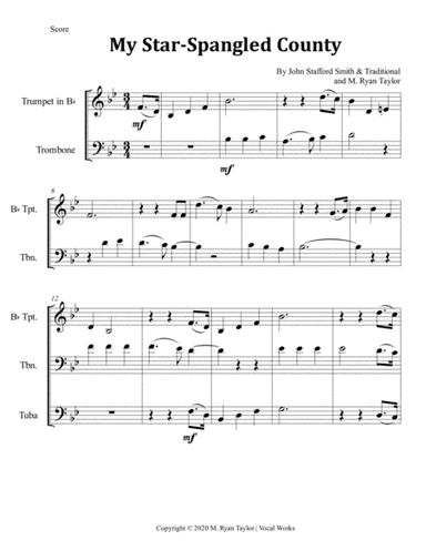 My Star-Spangled Country (National Anthem & My Country 'Tis of Thee) for Brass Trio (Trumpet, Trombo (arr. M. Ryan Taylor)