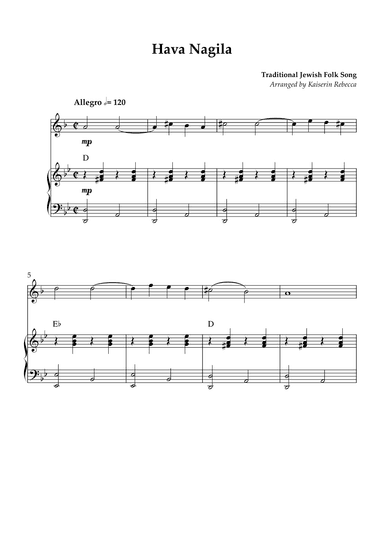 Hava Nagila (Let us Rejoice) (arr. Kaiserin Rebecca)