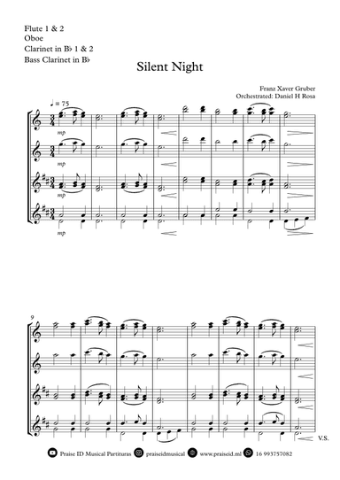 Silent Night - Christmas Carol - Woodwind Quartet (arr. Daniel H Rosa)