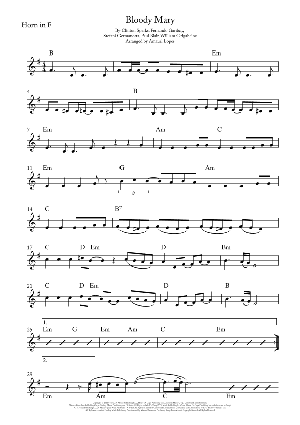 Bloody Mary (arr. Amauri Lopes)