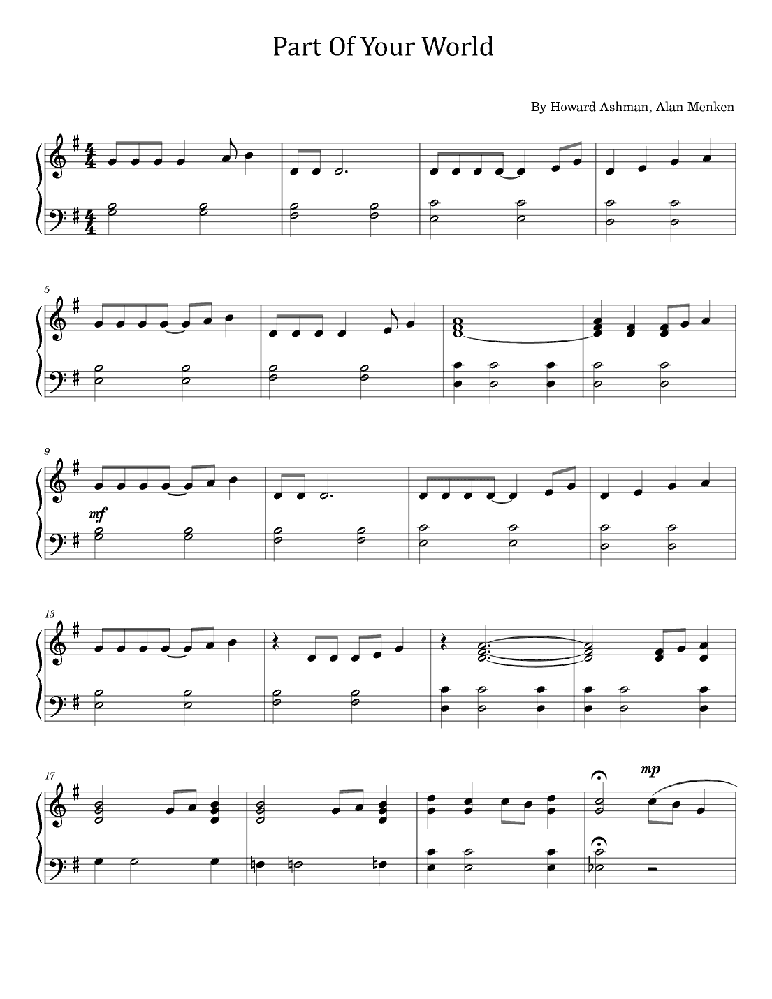 Part Of Your World (arr. poon)