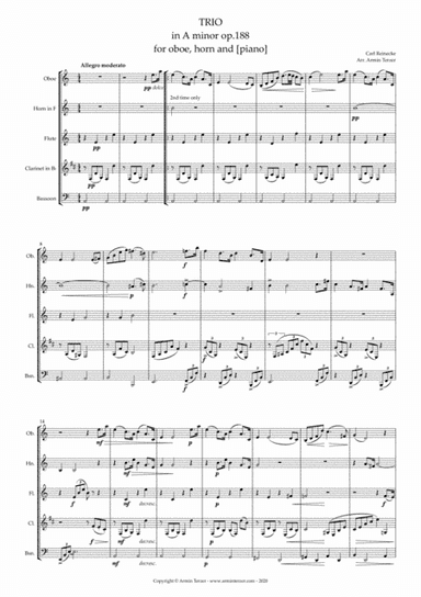 Trio in A minor op.188 for oboe, horn and [piano] (arr. woodwind quintet) (arr. Armin Terzer)