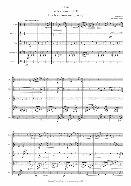 Trio in A minor op.188 for oboe, horn and [piano] (arr. woodwind quintet) (arr. Armin Terzer)