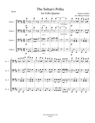 The Sultan's Polka for Cello Quartet (arr. Miriam Troxler)