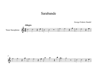 Sarabande - George Frideric Handel (Tenor Sax) (arr. Digital Book Music)