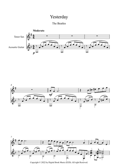 Yesterday (arr. Digital Book Music)