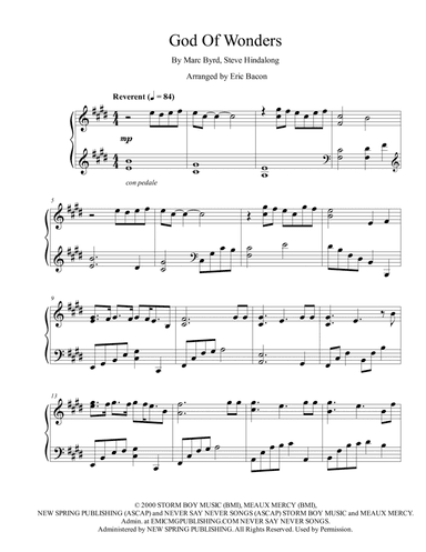 God Of Wonders (arr. Arranged by Eric Bacon)