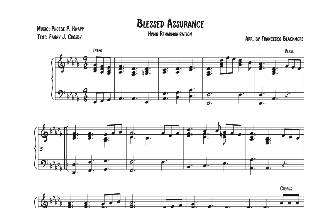Blessed Assurance (Hymn Reharmonized) (arr. Francesco Blackmore)