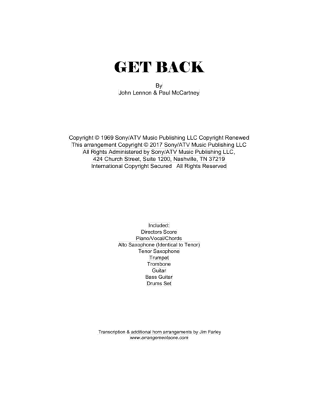 Get Back (arr. Jim Farley www.arrangementsone.com)