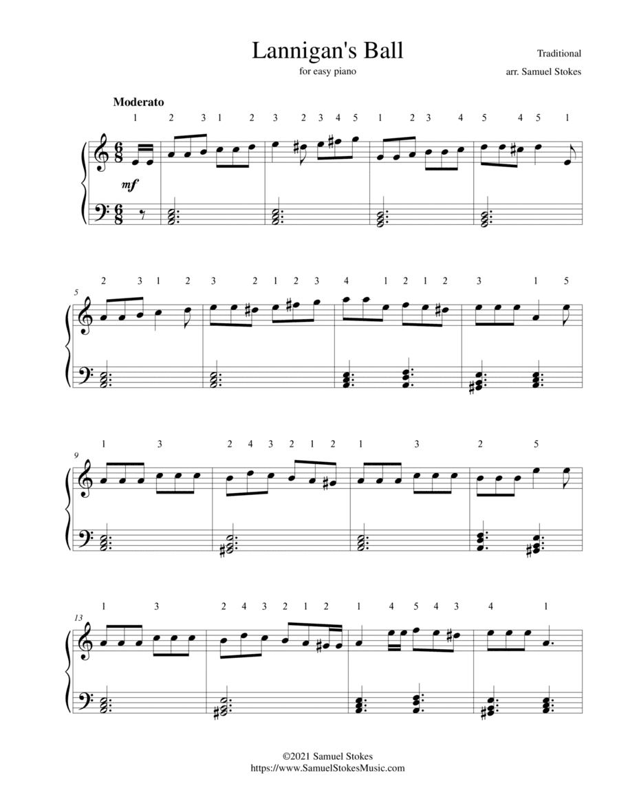 Lannigan's Ball - for easy piano (arr. Samuel Stokes)