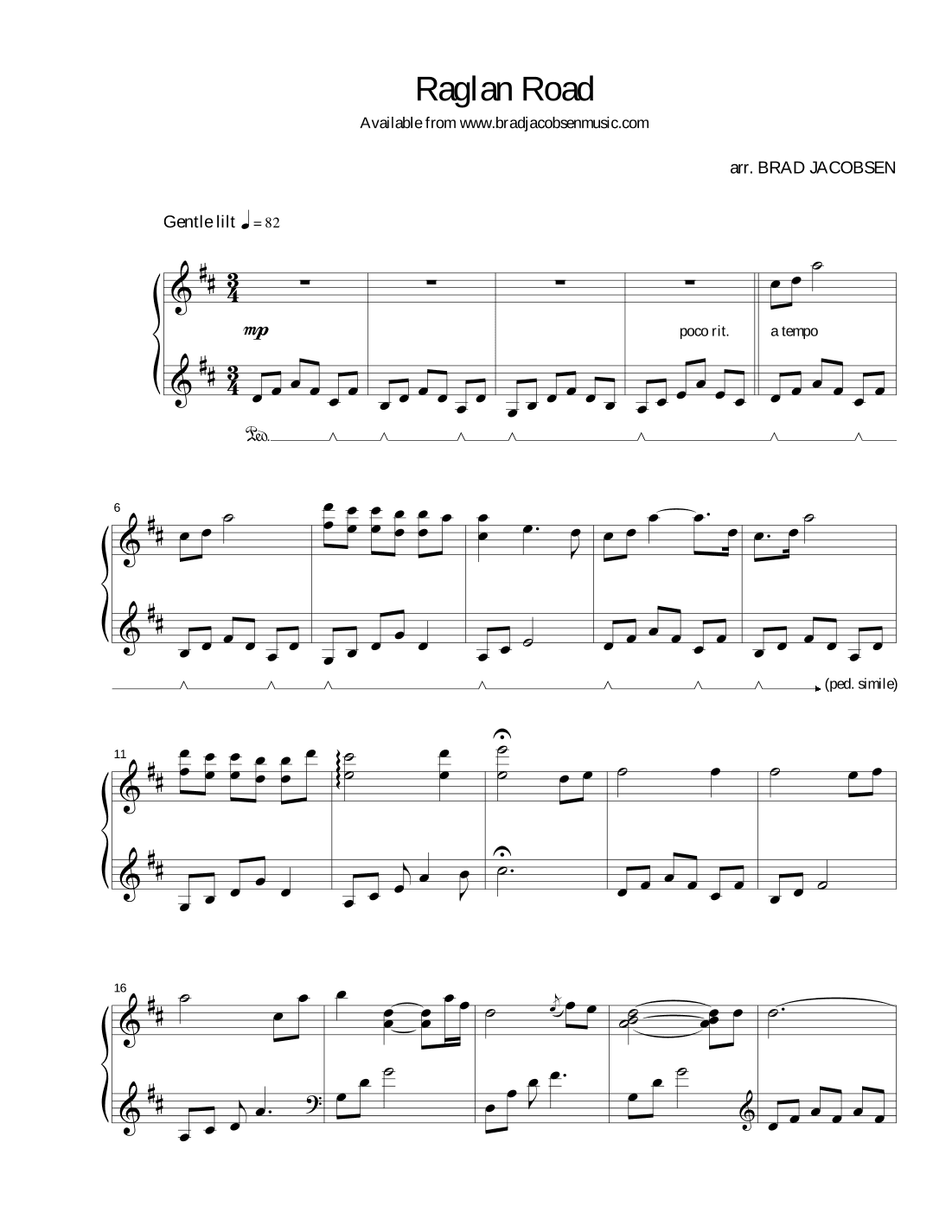 Raglan Road (arr. Brad Jacobsen)