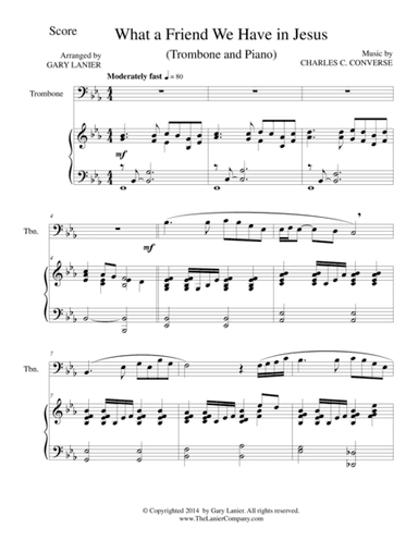 WHAT A FRIEND WE HAVE IN JESUS (Trombone/Piano and Trb Part) (arr. Gary Lanier)