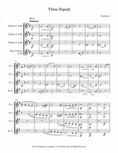 Three Equali for Clarinet Quartet (arr. Emily Gray)