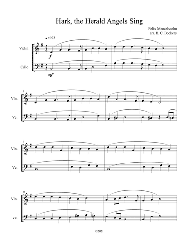 Hark, the Herald Angels Sing (Violin and Cello Duet) (arr. B. C. Dockery)