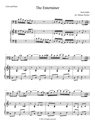 The Entertainer Duet for Cello and Piano (arr. Miriam Troxler)