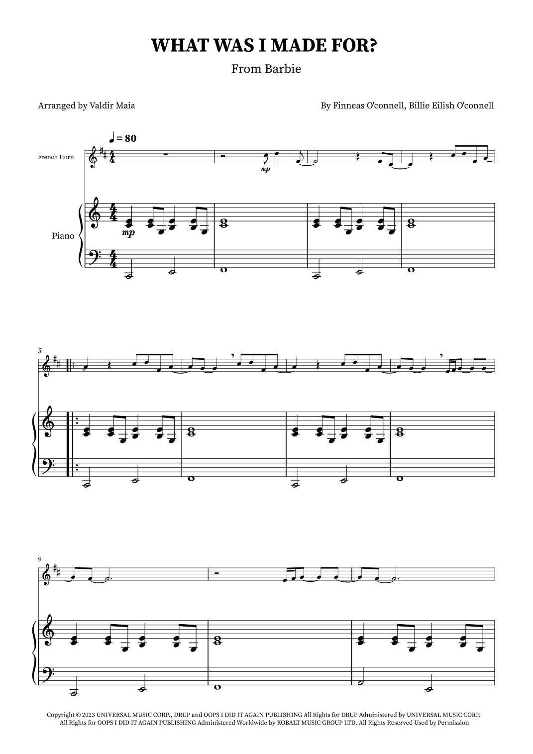 What Was I Made For? (arr. Valdir Maia)