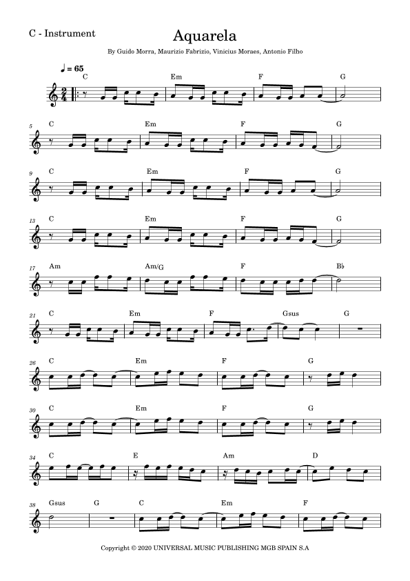 Aquarela-toquinho (arr. Fabio Eduardo de Oliveira)