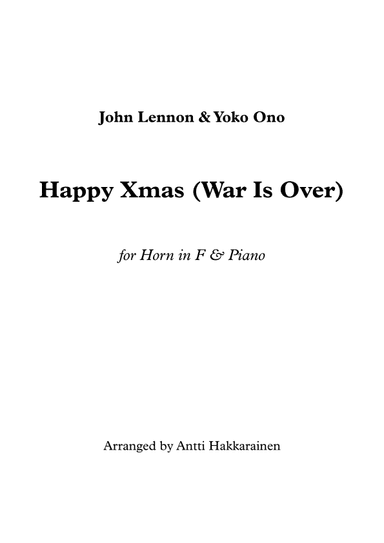 Happy Xmas (war Is Over) (arr. Antti Hakkarainen)