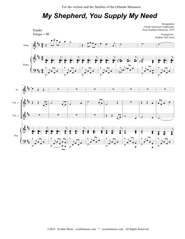 My Shepherd, You Supply My Need (for String Quartet and Piano) (arr. Stephen DeCesare)