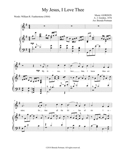 My Jesus, I Love Thee (GORDON), High Voice, arr. Brenda Portman (arr. Brenda Portman)