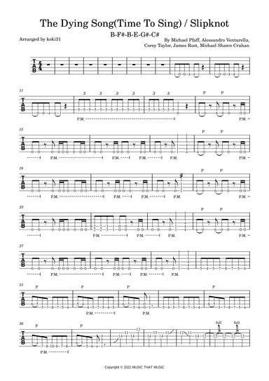 The Dying Song (time To Sing) (arr. koki31)