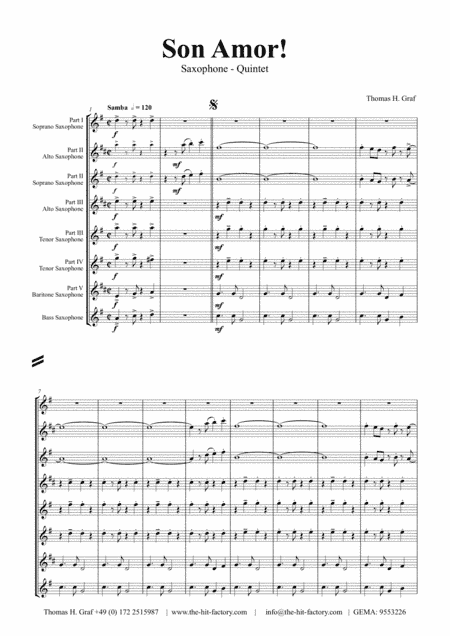 Son amor! - Samba - Saxophone Quintet