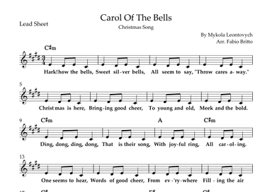 Carol Of The Bells (Christmas Song) Lead Sheet in E/C#m (arr. Fabio Britto)