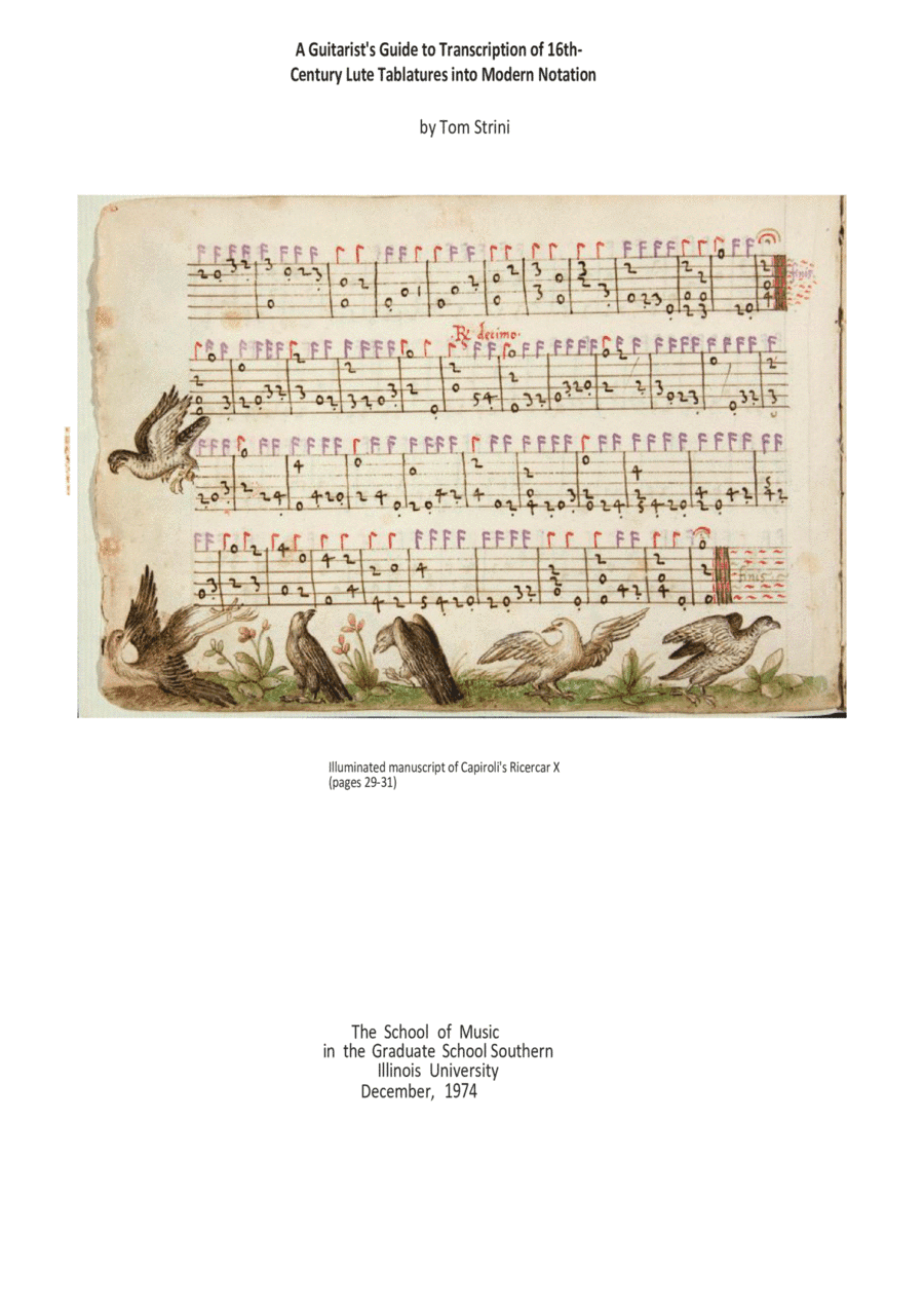16th Century Lute Tablatures: A History and Performance Guide for Guitarists, with 12 Playable Works (arr. Thomas Strini)