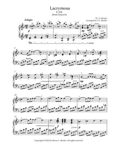 Lacrymosa (from Mozart's 'Requiem') (arr. Steven L. Bardin)