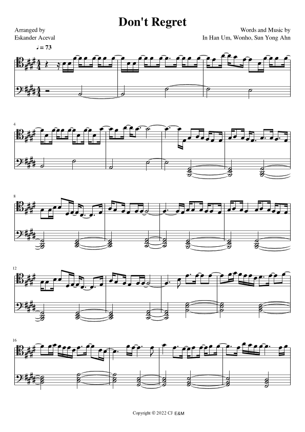 Don't Regret (arr. Eskander Aceval)