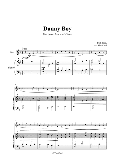 Danny Boy for Solo Flute and Piano (arr. Tim Curd)