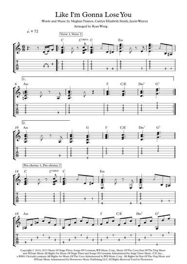 Like I'm Gonna Lose You (arr. Ryan Wong)