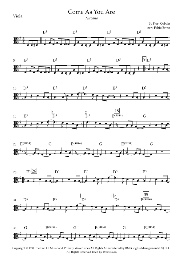 Come As You Are (arr. Fabio Britto)