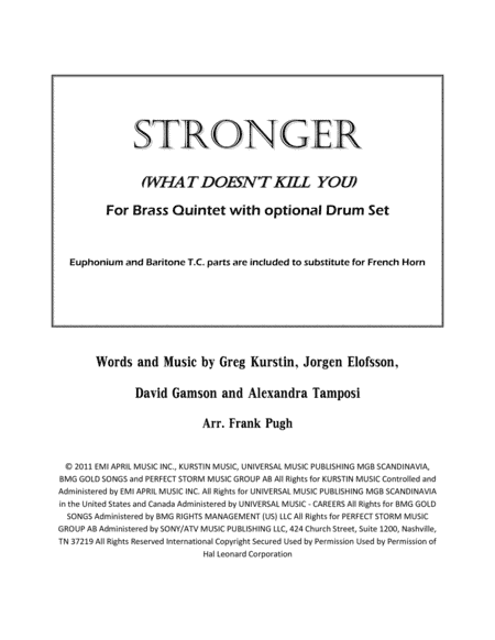 Stronger (What Doesn't Kill You) (arr. Frank Pugh)