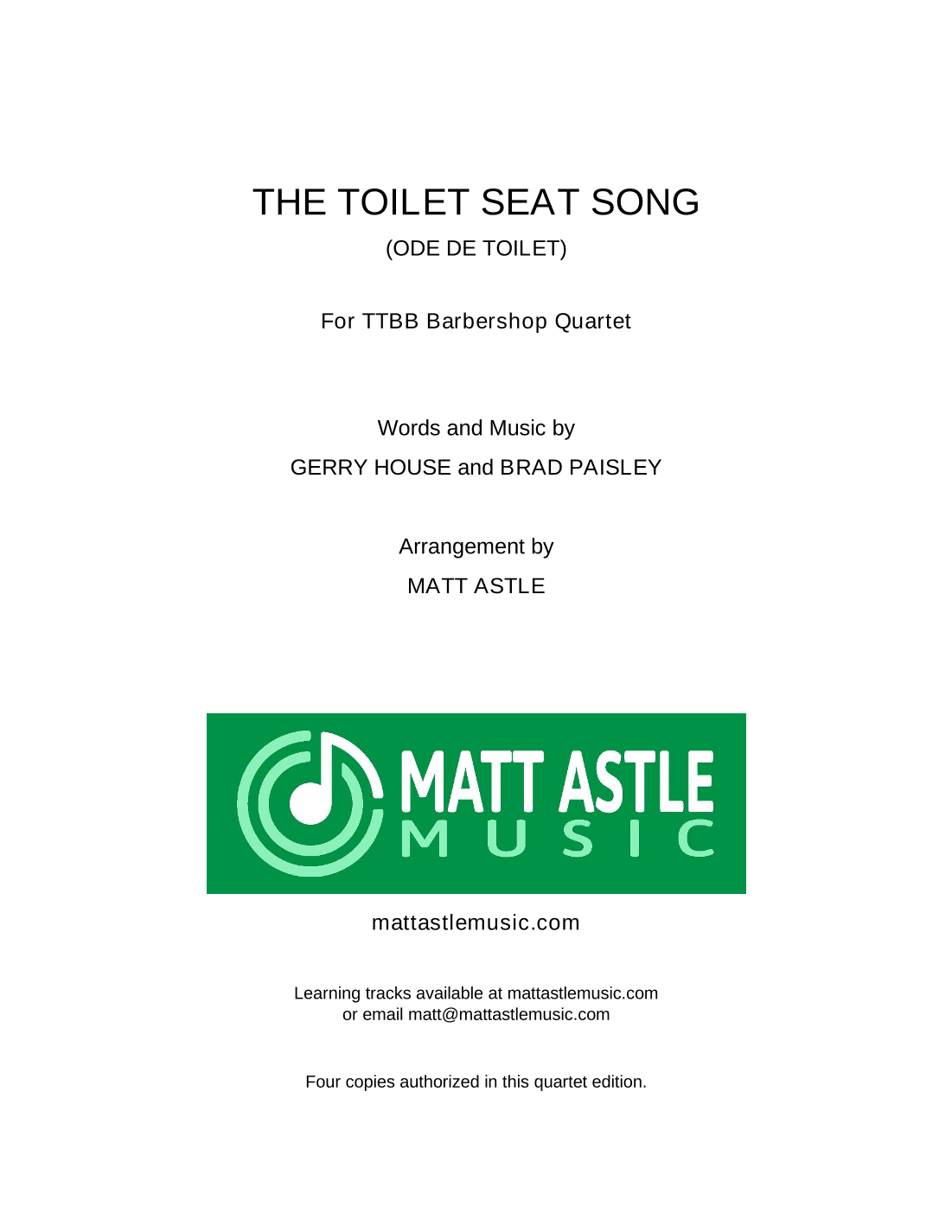 The Toilet Seat Song (arr. Matt Astle)