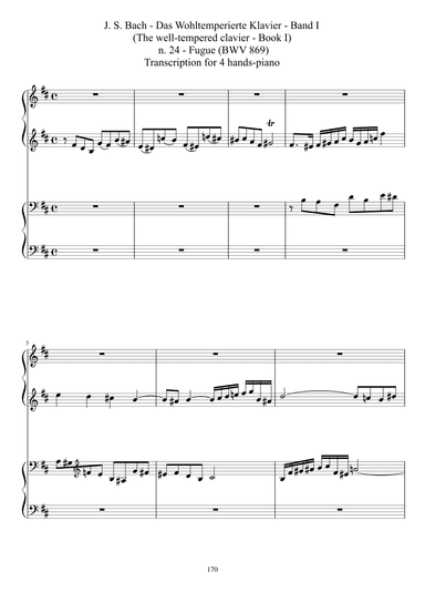 Well-tempered clavier - Band I: n. 24 - Fugue (BWV 869) (arr. A. Antonietti)