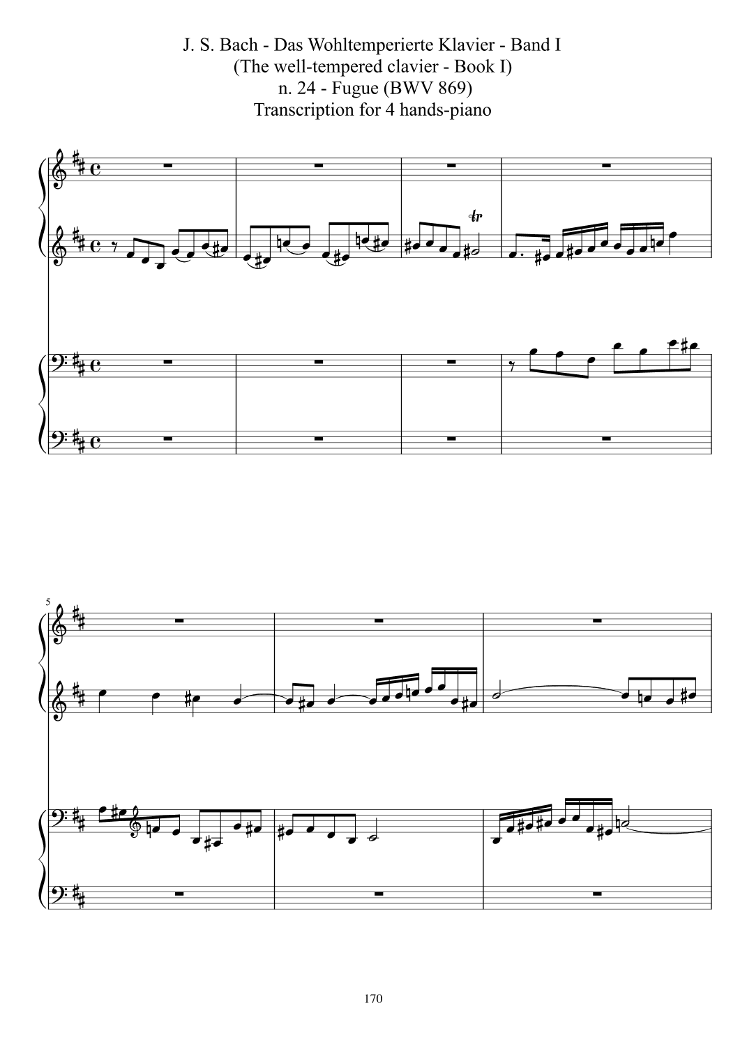 Well-tempered clavier - Band I: n. 24 - Fugue (BWV 869) (arr. A. Antonietti)