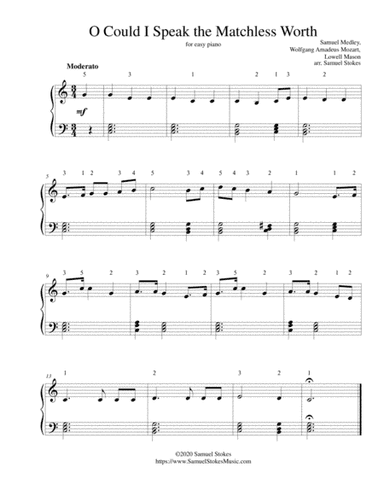 O Could I Speak the Matchless Worth - for easy piano (arr. Samuel Stokes)