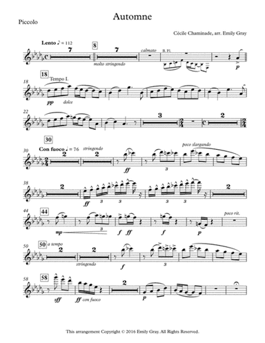 Automne for Flute Choir (Parts) (arr. Emily Gray)