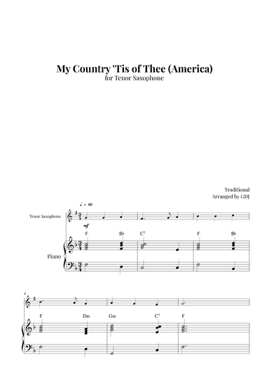 My Country 'Tis of Thee (America) (arr. GDJ)